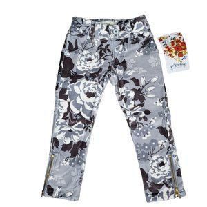 Persnickety NWT corduroy grey colored floral zipper girls pants size 3t